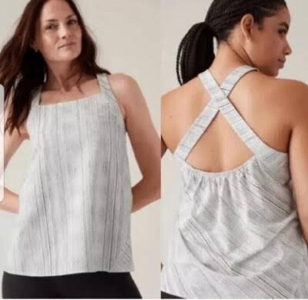 Athleta Womens Arrival Tank Crossback Lightweight Relaxed Packable Stripe Medium